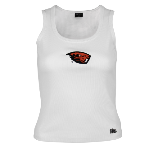 Women's White Tank Top with Beaver